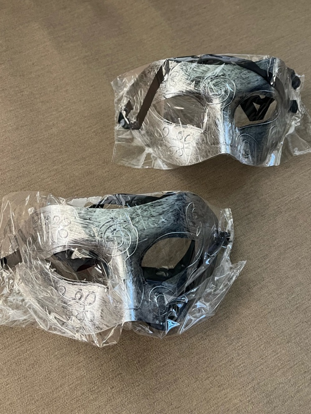 Silver Venetian-Style Face Masks - Elegant Masquerade Party Mask